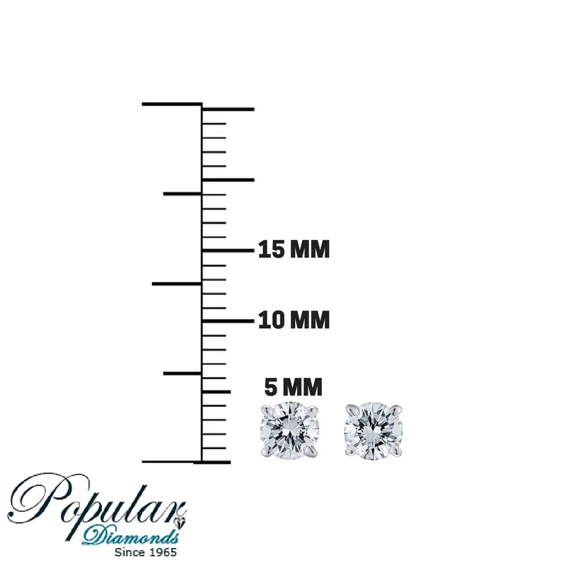 Diamond Studs Earrings 0.80 Carat 14k White Gold Push Back Natural Round Cut 4MM