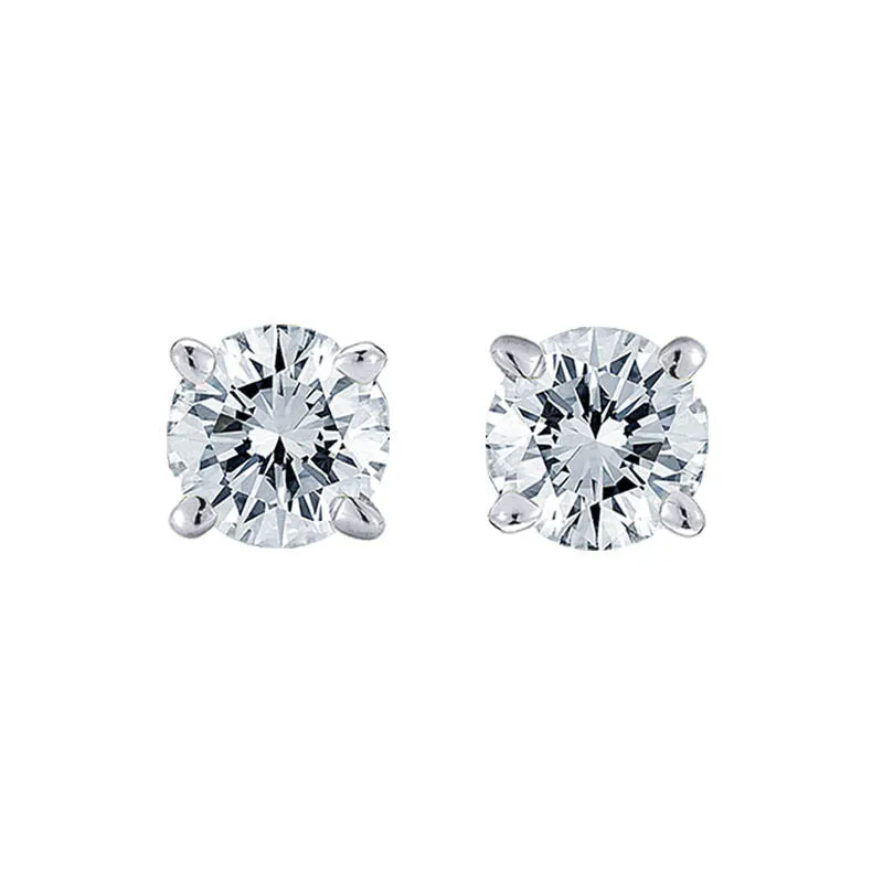 Diamond Studs Earrings 0.80 Carat 14k White Gold Push Back Natural Round Cut 4MM