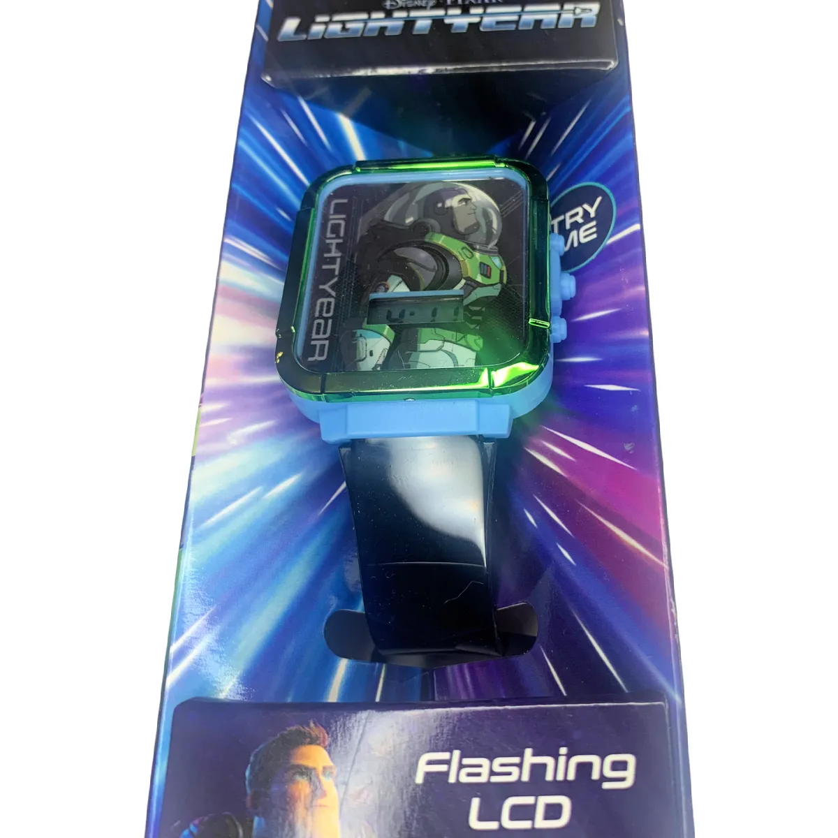 Disney Pixar BUZZ LIGHTYEAR Flashing LCD Watch Rectangle Face Unisex Kids Boxed