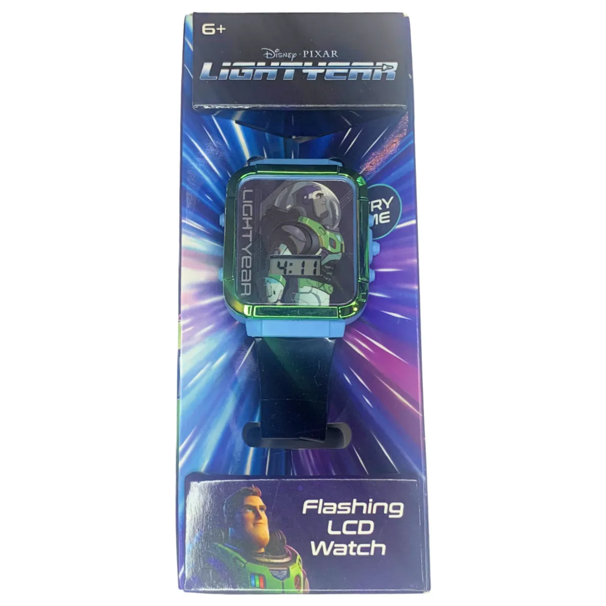 Disney Pixar BUZZ LIGHTYEAR Flashing LCD Watch Rectangle Face Unisex Kids Boxed