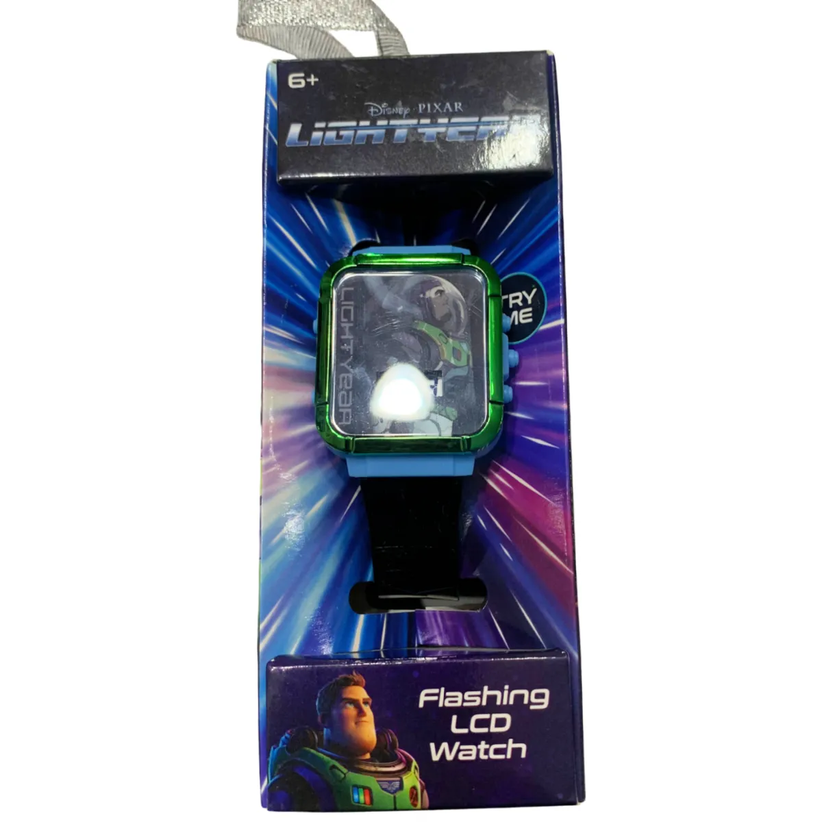 Disney Pixar BUZZ LIGHTYEAR Flashing LCD Watch Rectangle Face Unisex Kids Boxed
