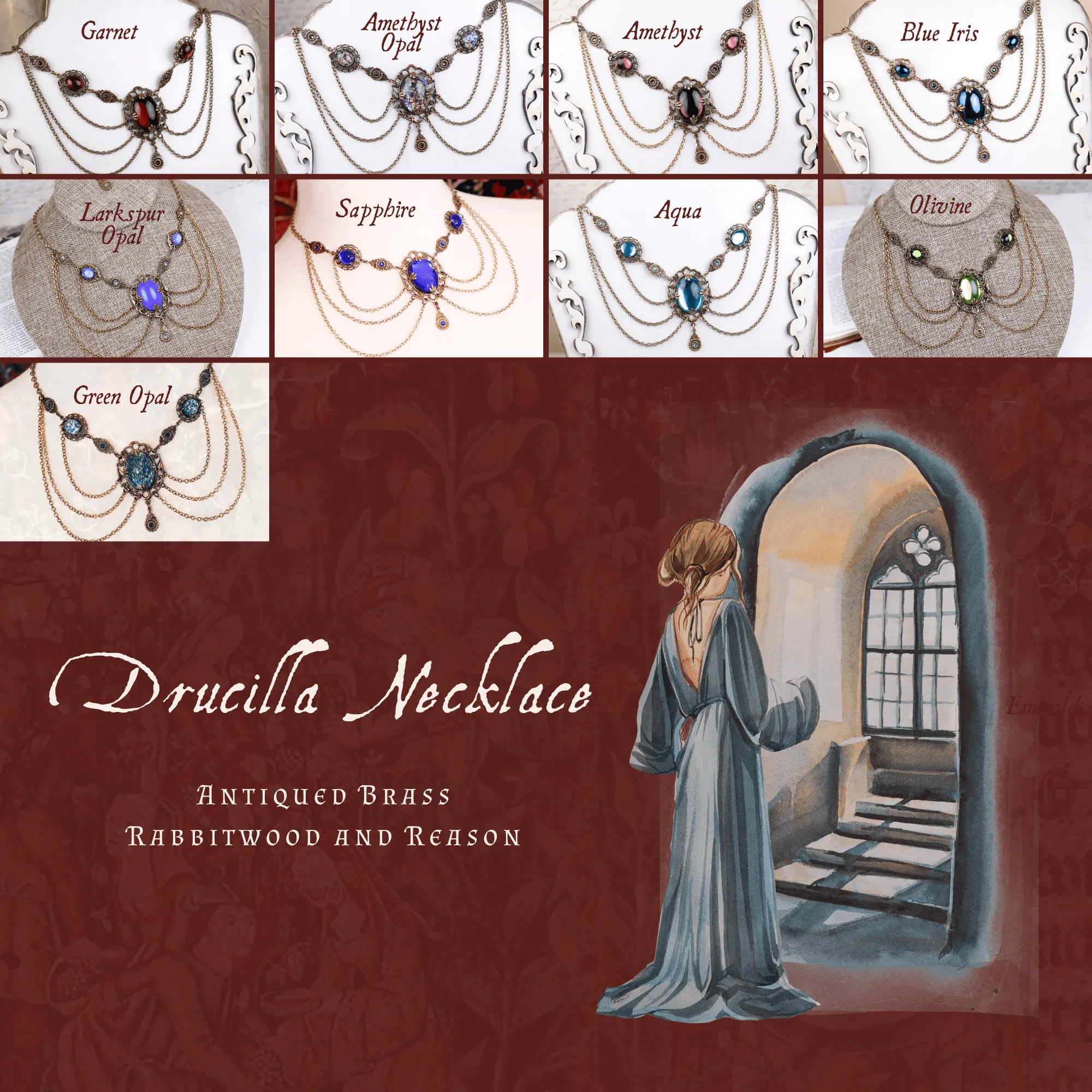 Drucilla Necklace - Antiqued Brass