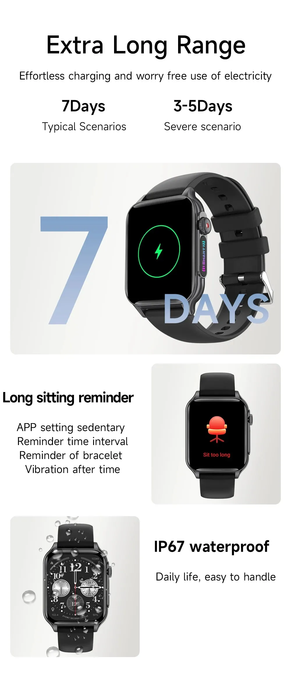 EFFEOKKI 1.96" HD Display Smart Fitness Watch