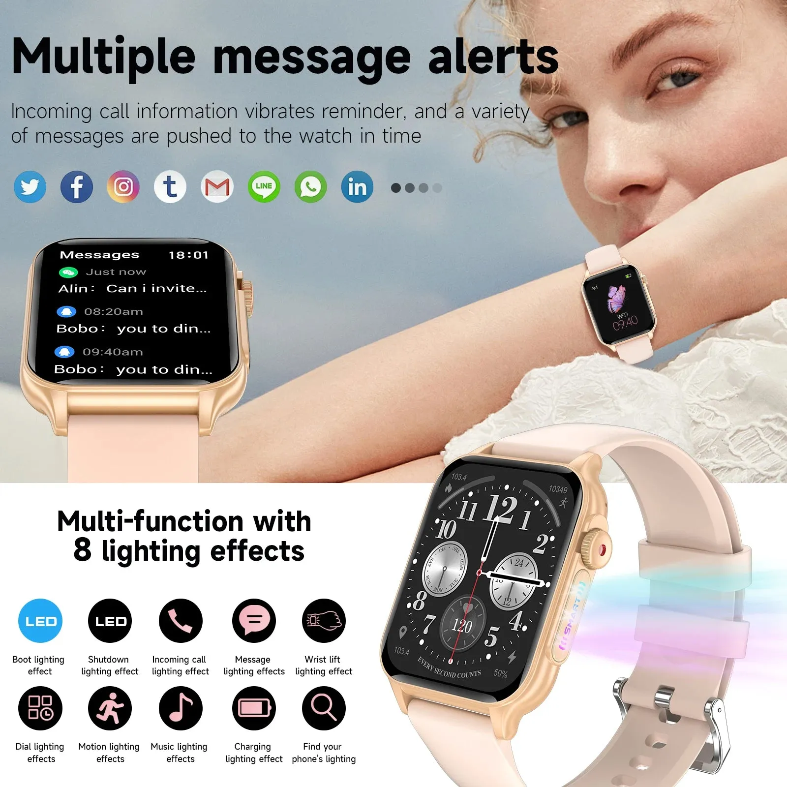 EFFEOKKI 1.96" HD Display Smart Fitness Watch