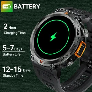 EIGIIS KE3 Sports Smart Watch For Men With Flashlight, LED Lighting, Answer/Make Calls, Outdoor Sports Watch, Fitness Tracker, Pedometer, HD Touch Smartwatch, Smart Watches Compatible With iPhone And Android Phones