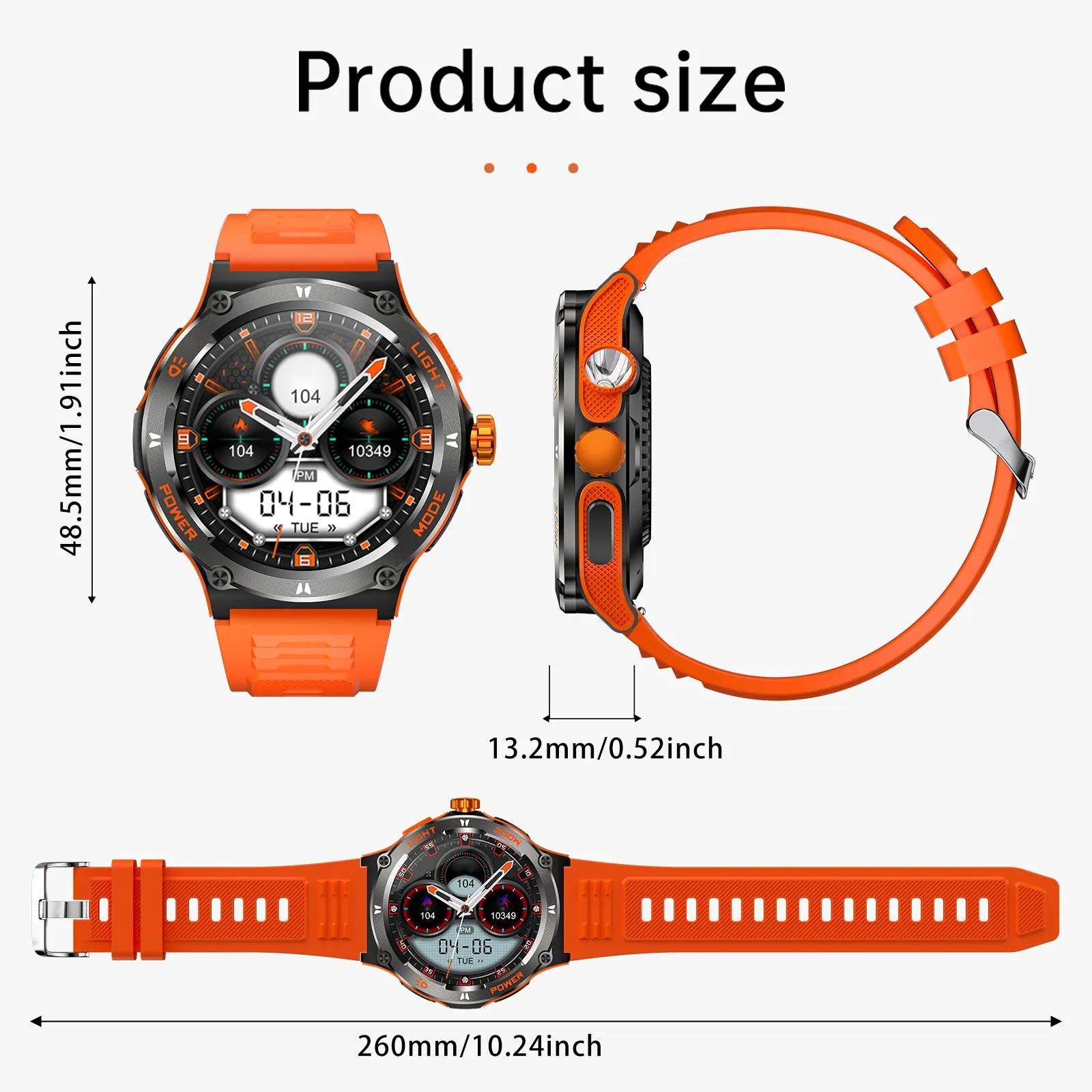 EIGIIS Smart Watches for Men 1.53" HD Screen with LED Flashlight, Outdoor  Smartwatch with Compass 3ATM Waterproof 500mAh Battery Capacity Wireless Call, Massive Dials, Fitness Tracker with Heart Rate Sleep Monitor for iOS & Android