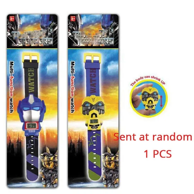 electronic cartoon children's Watch Telescopic deformation Cat Car Spiderman Child Watches For Student Boys Girl Kids Wristwatch
