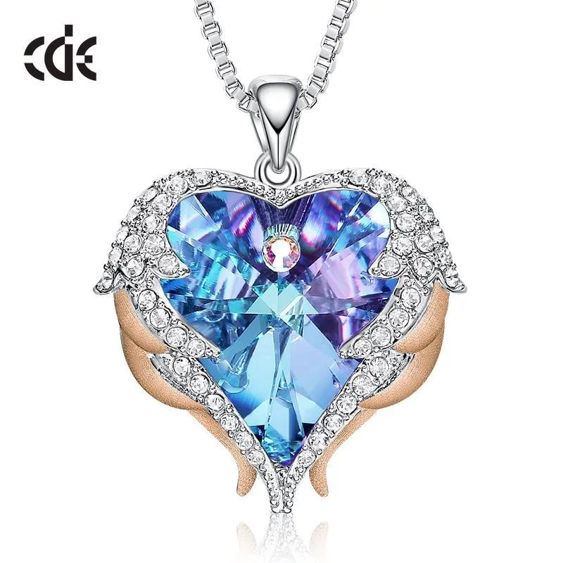 Elegant Women Silver Color Necklace Modern Embellished With Crystals From Stevvex Necklace Angel Wings Heart Luxury Pendant Valentines Gift