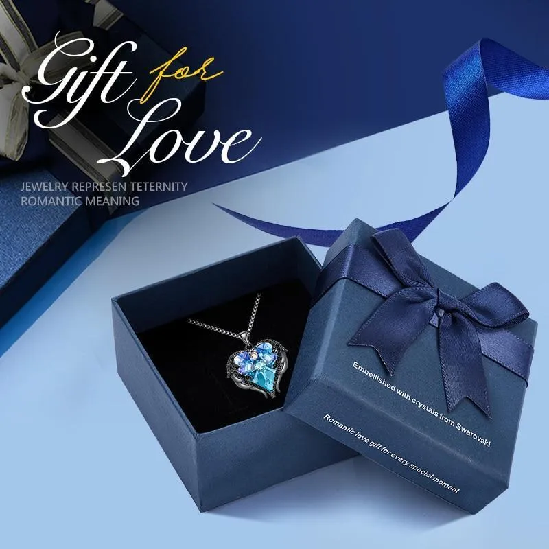 Elegant Women Silver Color Necklace Modern Embellished With Crystals From Stevvex Necklace Angel Wings Heart Luxury Pendant Valentines Gift