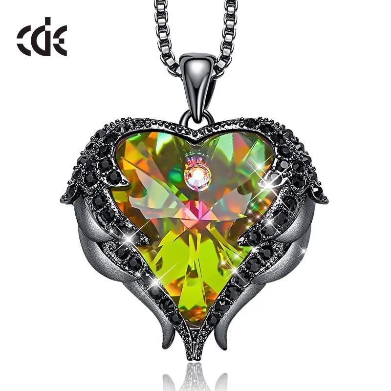 Elegant Women Silver Color Necklace Modern Embellished With Crystals From Stevvex Necklace Angel Wings Heart Luxury Pendant Valentines Gift