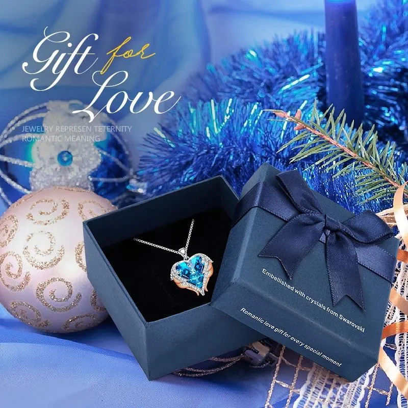 Elegant Women Silver Color Necklace Modern Embellished With Crystals From Stevvex Necklace Angel Wings Heart Luxury Pendant Valentines Gift