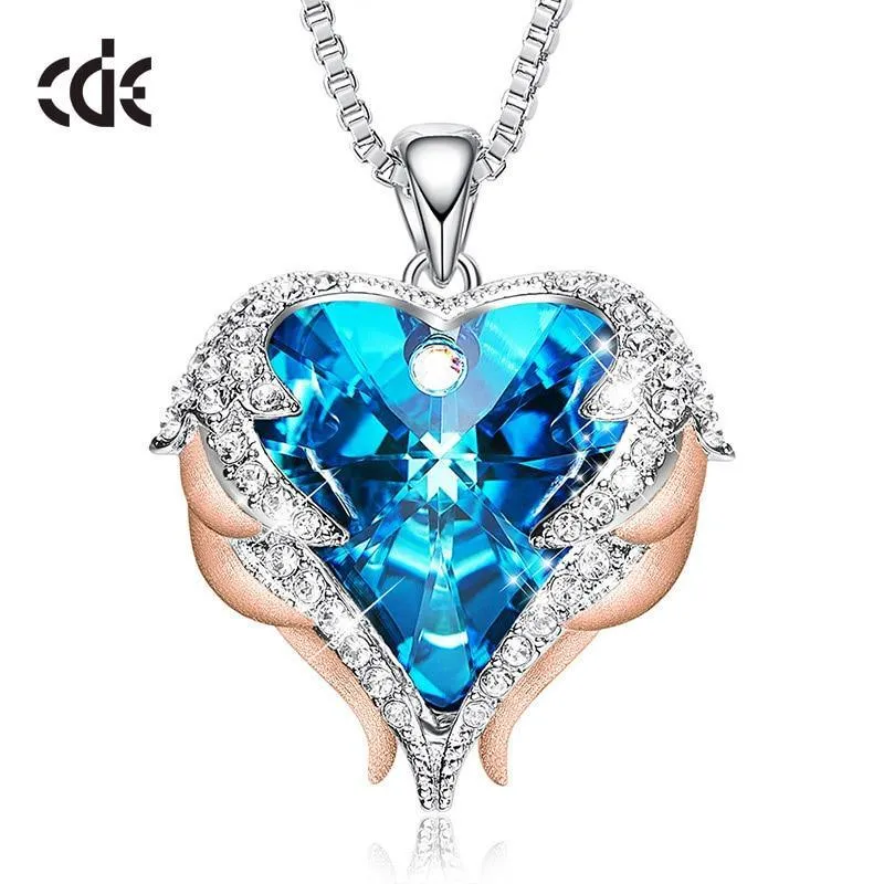Elegant Women Silver Color Necklace Modern Embellished With Crystals From Stevvex Necklace Angel Wings Heart Luxury Pendant Valentines Gift