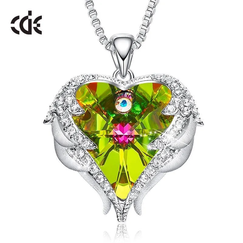 Elegant Women Silver Color Necklace Modern Embellished With Crystals From Stevvex Necklace Angel Wings Heart Luxury Pendant Valentines Gift