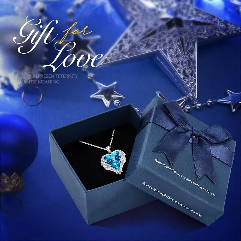 Elegant Women Silver Color Necklace Modern Embellished With Crystals From Stevvex Necklace Angel Wings Heart Luxury Pendant Valentines Gift