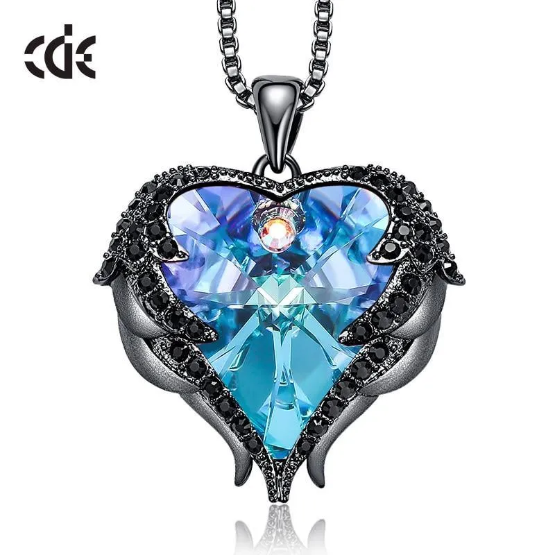Elegant Women Silver Color Necklace Modern Embellished With Crystals From Stevvex Necklace Angel Wings Heart Luxury Pendant Valentines Gift