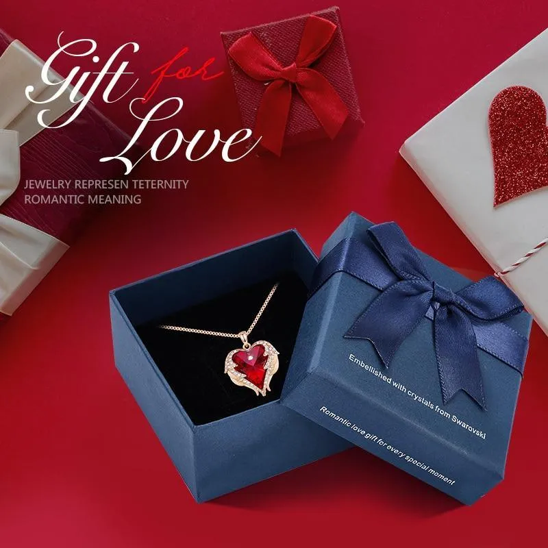 Elegant Women Silver Color Necklace Modern Embellished With Crystals From Stevvex Necklace Angel Wings Heart Luxury Pendant Valentines Gift