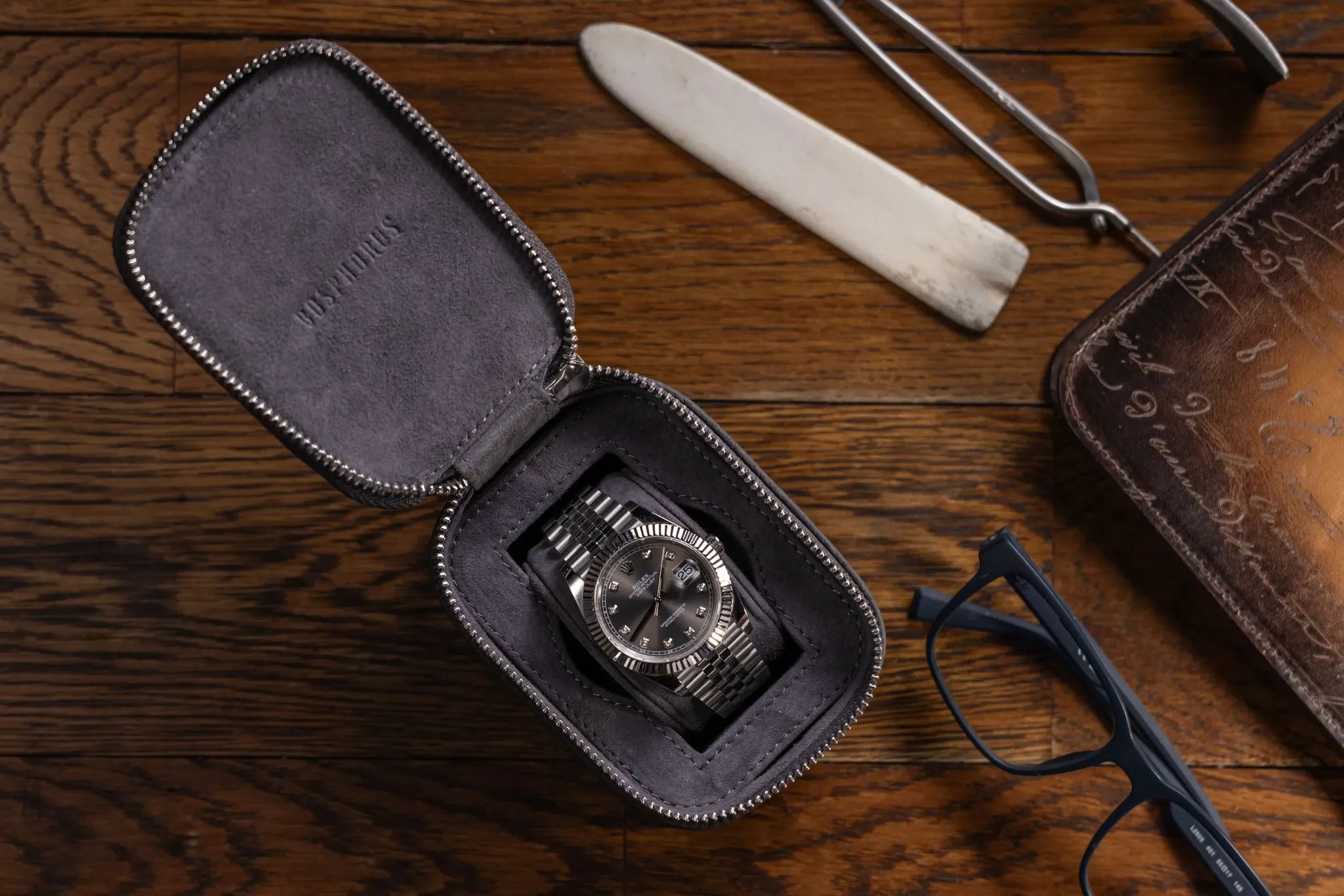 Ephesus Watch Case - Togo Dark Grey