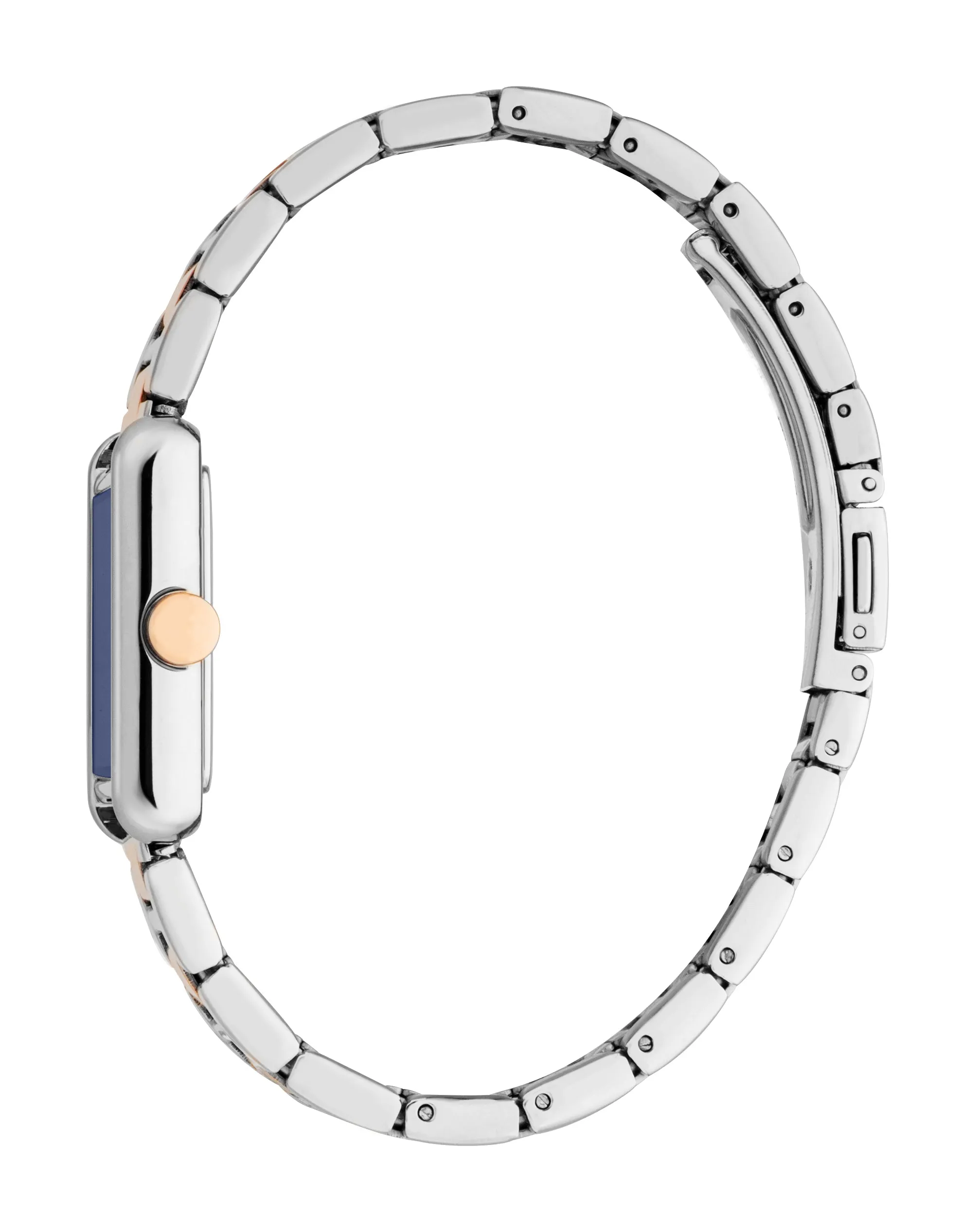 Esprit Ladies Rectangular Two-Tone Watch with Dark Blue Dial