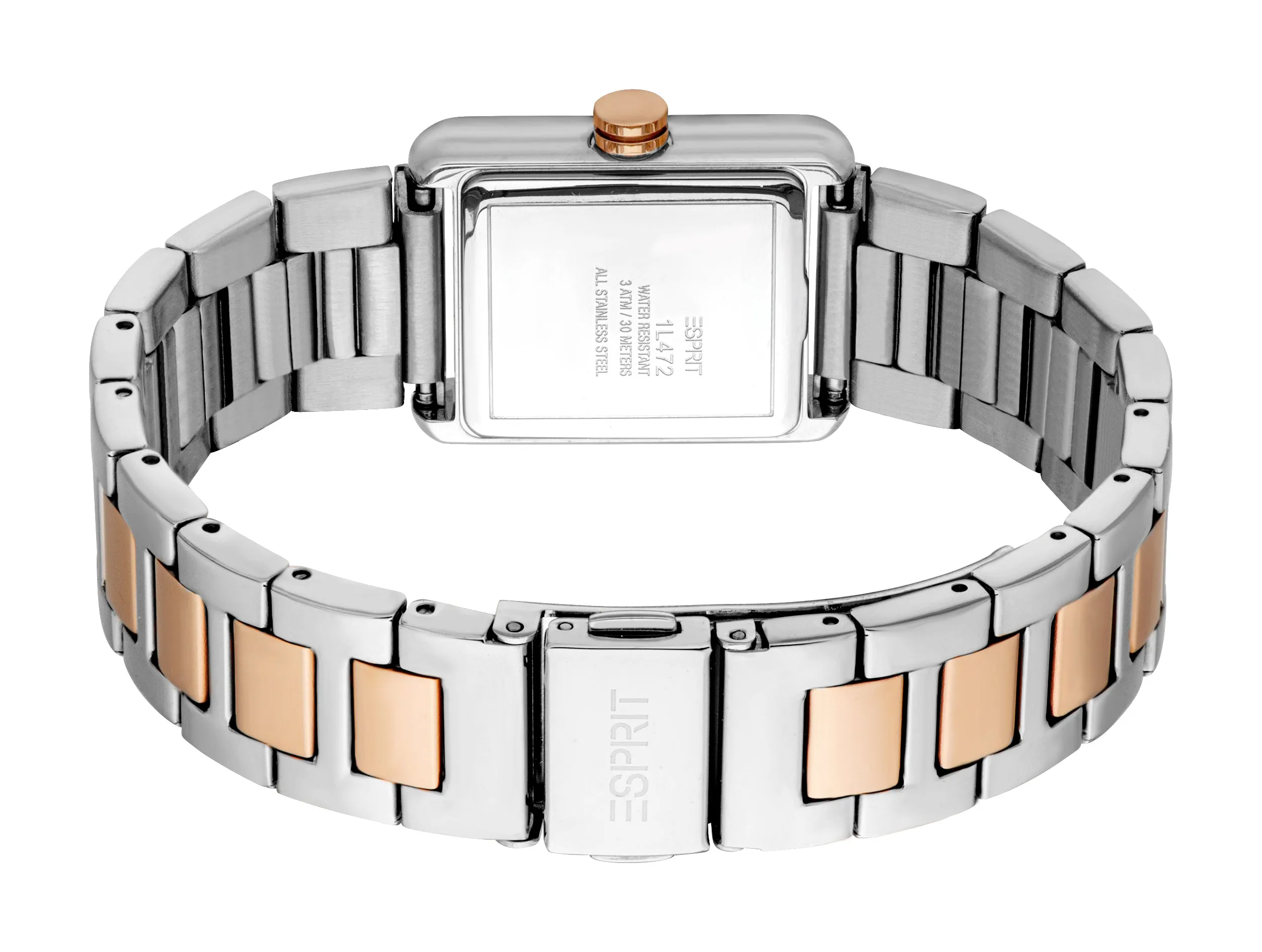 Esprit Ladies Rectangular Two-Tone Watch with Dark Blue Dial
