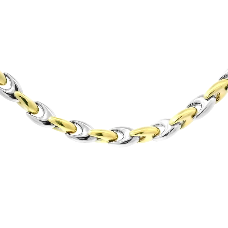 Estate 14k Yellow and White Gold Alternating Link 17.5" Neck Chain