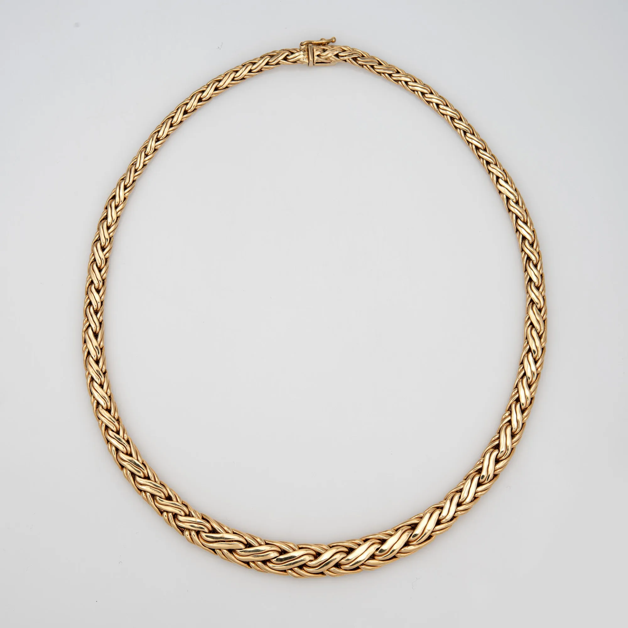 Estate Tiffany & Co Necklace 16" Choker 14k Yellow Gold Fancy Link Weave Braided