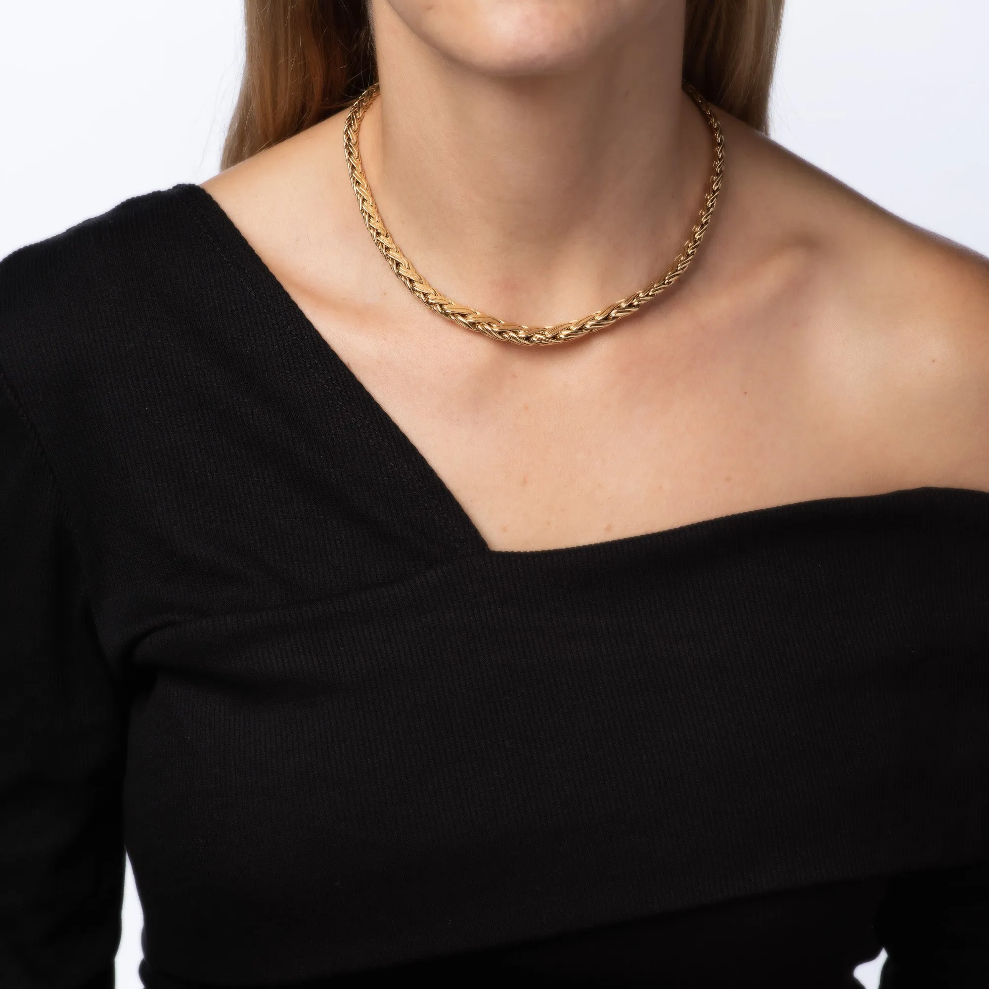Estate Tiffany & Co Necklace 16" Choker 14k Yellow Gold Fancy Link Weave Braided