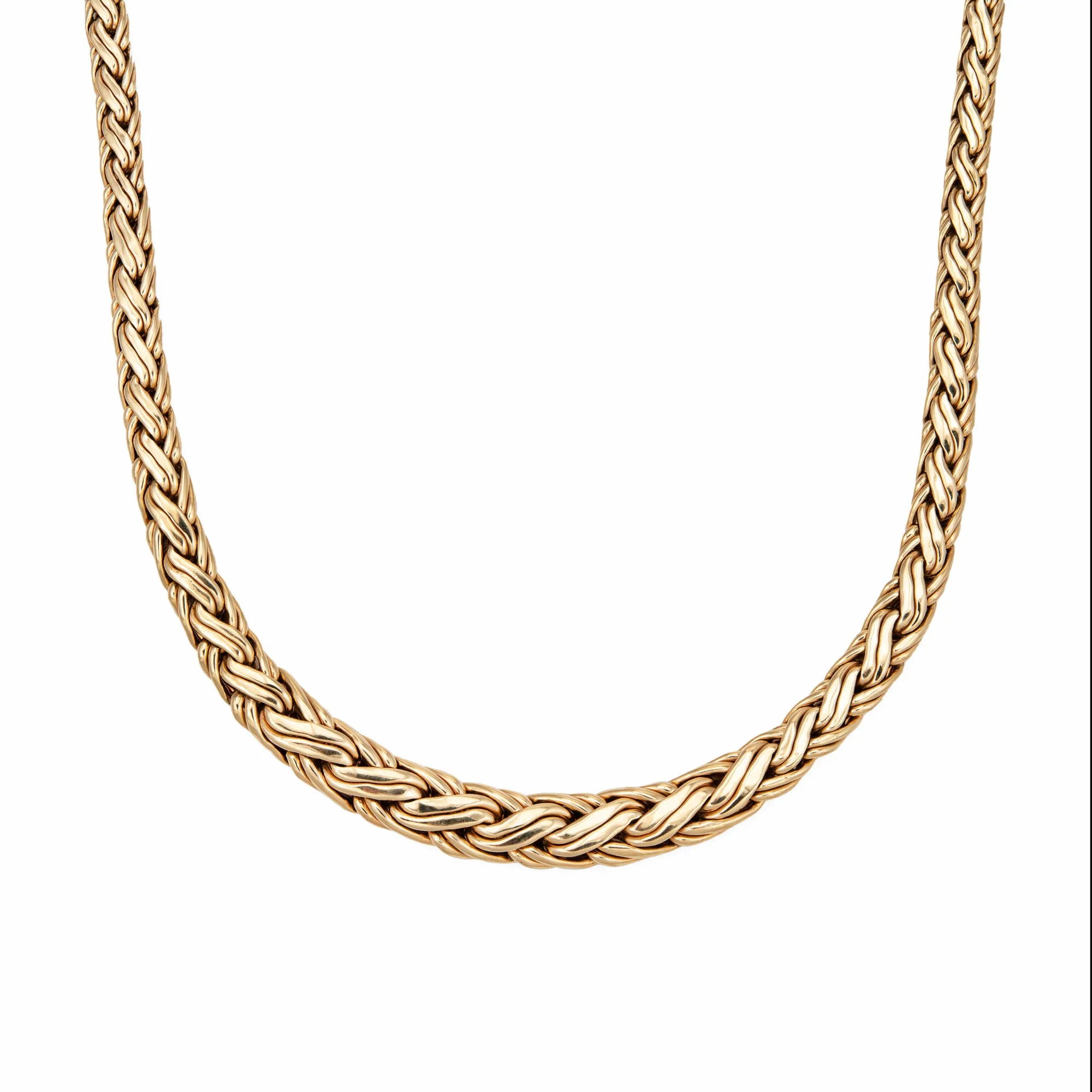 Estate Tiffany & Co Necklace 16" Choker 14k Yellow Gold Fancy Link Weave Braided
