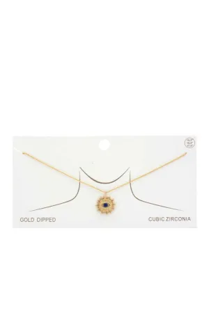 Evil Eye Sun Charm Gold Dipped Necklace