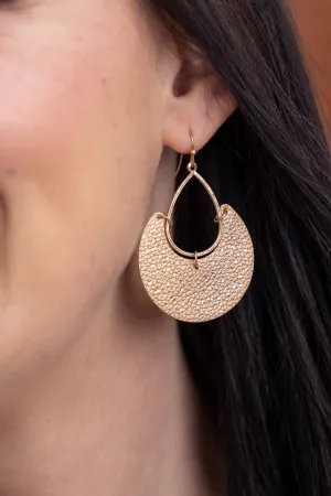 Faux Leather Earrings - Gold
