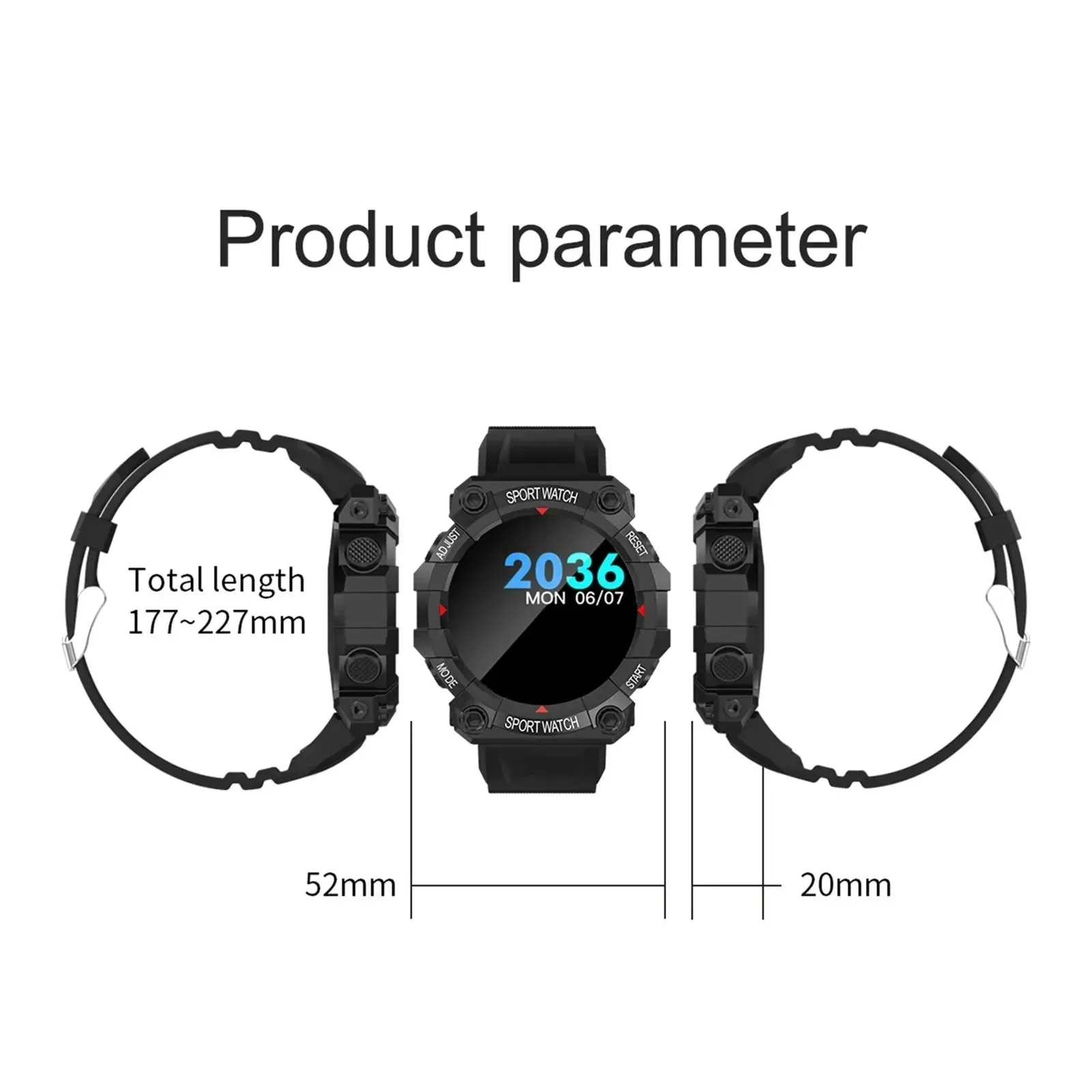 FD68S Smart Watch Round Color Screen Heart Rate Bluetooth Connection Pedometer Music Weather Outdoor Smart Sports Bracelet