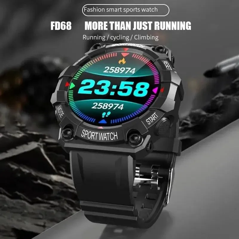FD68S Smart Watch Round Color Screen Heart Rate Bluetooth Connection Pedometer Music Weather Outdoor Smart Sports Bracelet