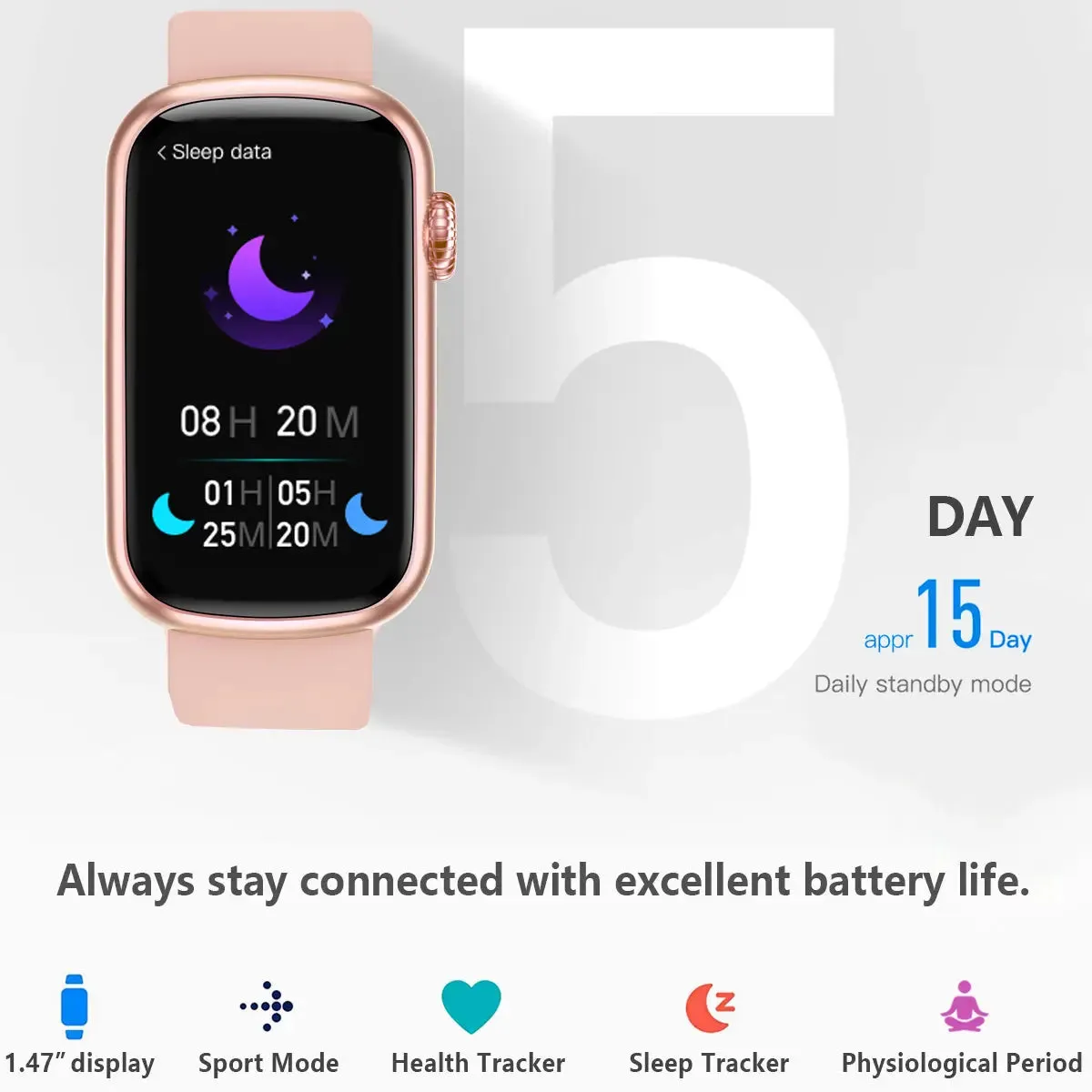 FITVII Slim Fitness Tracker with Blood Oxygen, Blood Pressure, 24/7 Heart Rate and Sleep Tracking, IP68 Waterproof Activity Trackers and Smart Watches with Step Tracker, Pedometer for Women Kids-Pink