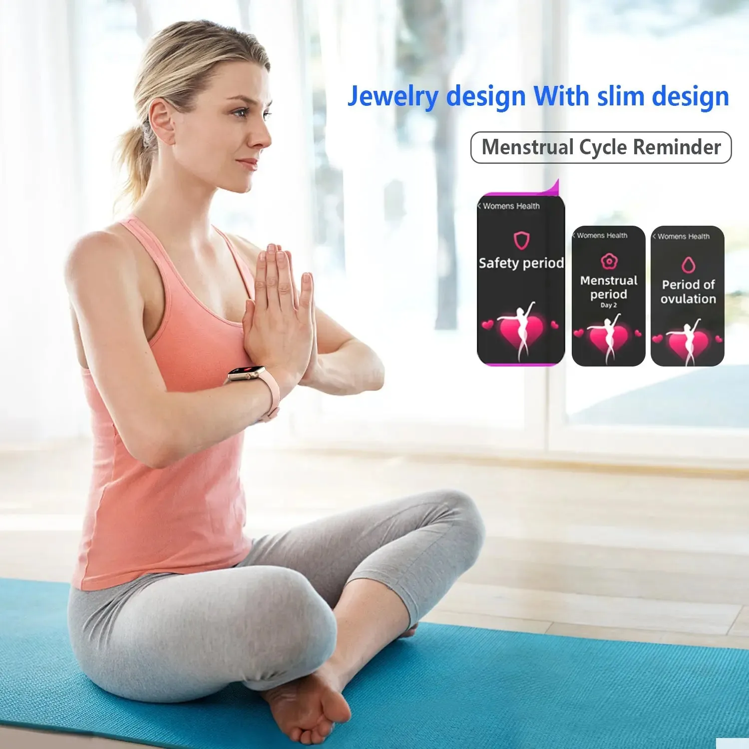 FITVII Slim Fitness Tracker with Blood Oxygen, Blood Pressure, 24/7 Heart Rate and Sleep Tracking, IP68 Waterproof Activity Trackers and Smart Watches with Step Tracker, Pedometer for Women Kids-Pink