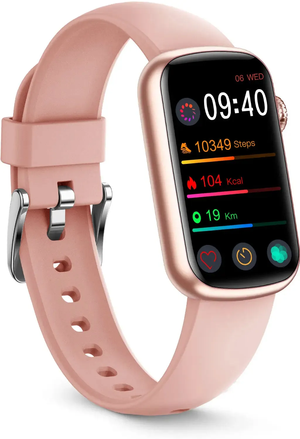 FITVII Slim Fitness Tracker with Blood Oxygen, Blood Pressure, 24/7 Heart Rate and Sleep Tracking, IP68 Waterproof Activity Trackers and Smart Watches with Step Tracker, Pedometer for Women Kids-Pink