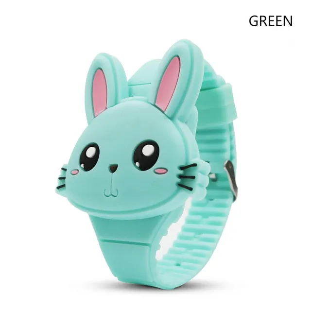 Flip Cover Cartoon Digital Kids Watches Electronic Children Watch Rubber for Boy Girls Student Child Clock Reloj Infantil Saati