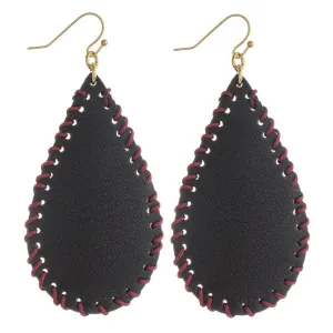 Game day leather black teardrop Earrings