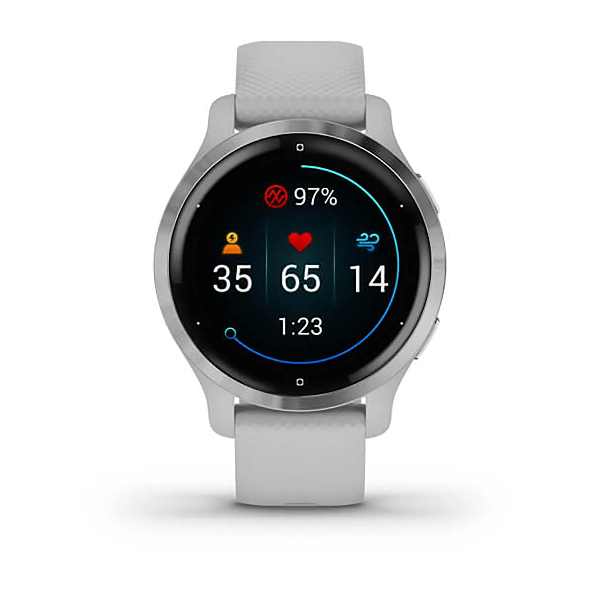 Garmin Venu 2 S Silicone Mist Gray Strap Full Color Display Dial Watch - 010-02429-12