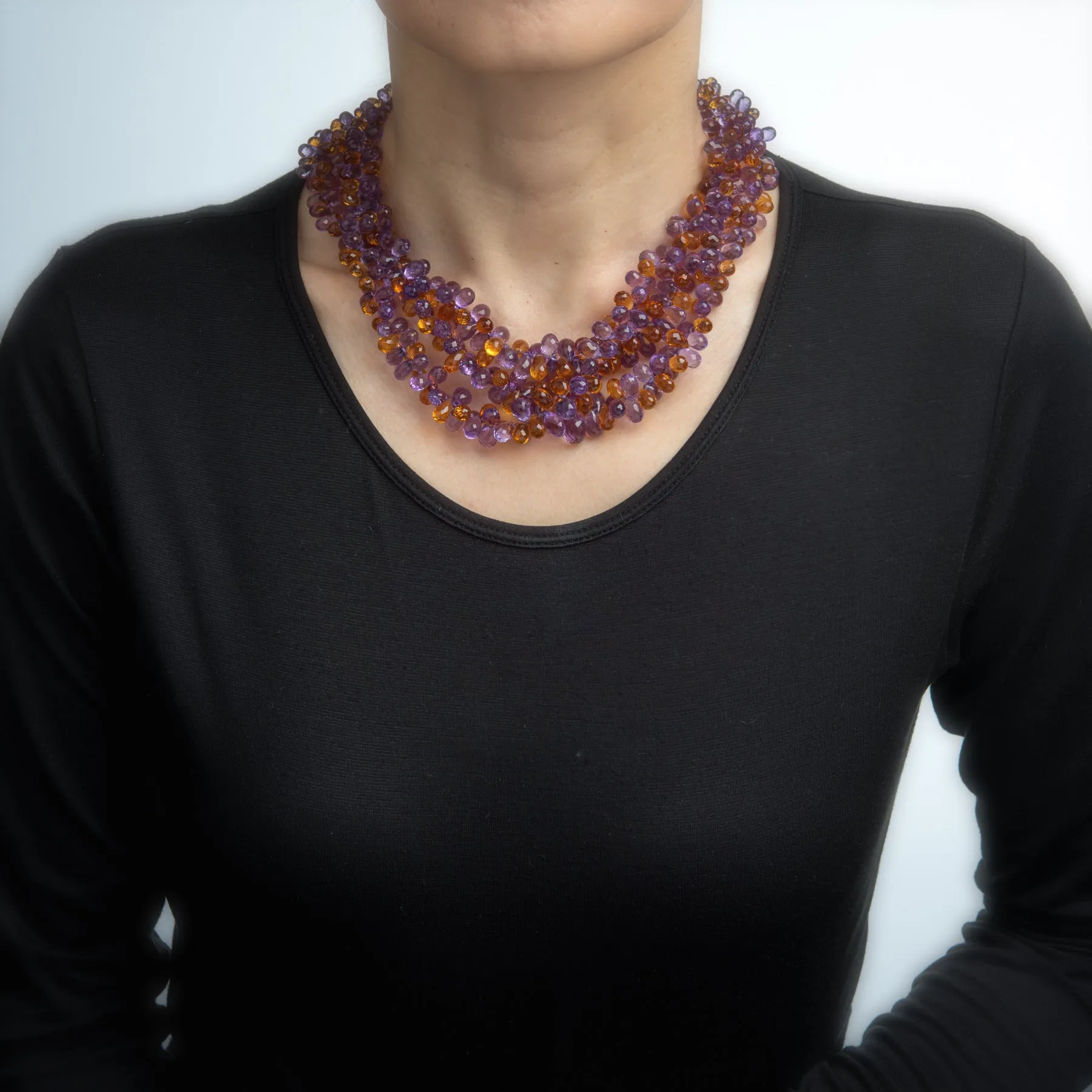 Gianmaria Buccellati Torsade Necklace Amethyst Citrine 18k Gold Gemstone Vintage