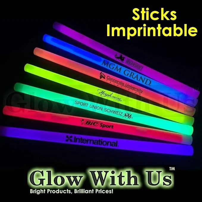 Glow Sticks Bulk Wholesale, 10 12” 15mm Dia. Purple Industrial Grade Jumbo Light Sticks, Bright Color, Glow 14 Hrs, Safety Glow Stick 3yrs Shelf Life, Ideal for Camping & Emergency, GlowWithUs Brand