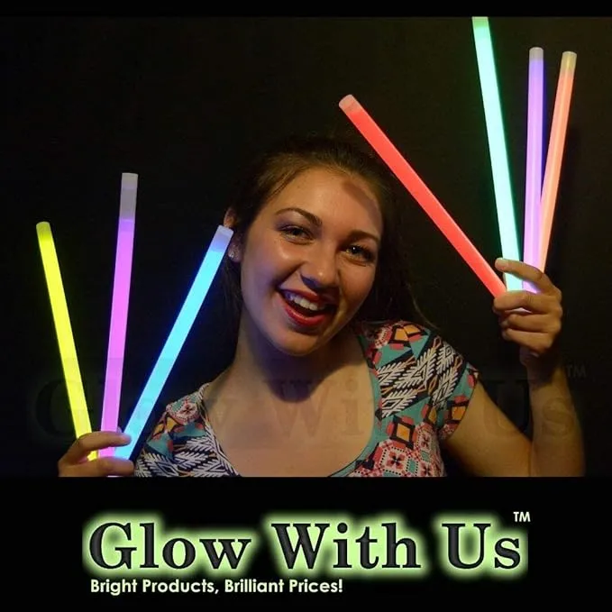 Glow Sticks Bulk Wholesale, 10 12” 15mm Dia. Purple Industrial Grade Jumbo Light Sticks, Bright Color, Glow 14 Hrs, Safety Glow Stick 3yrs Shelf Life, Ideal for Camping & Emergency, GlowWithUs Brand