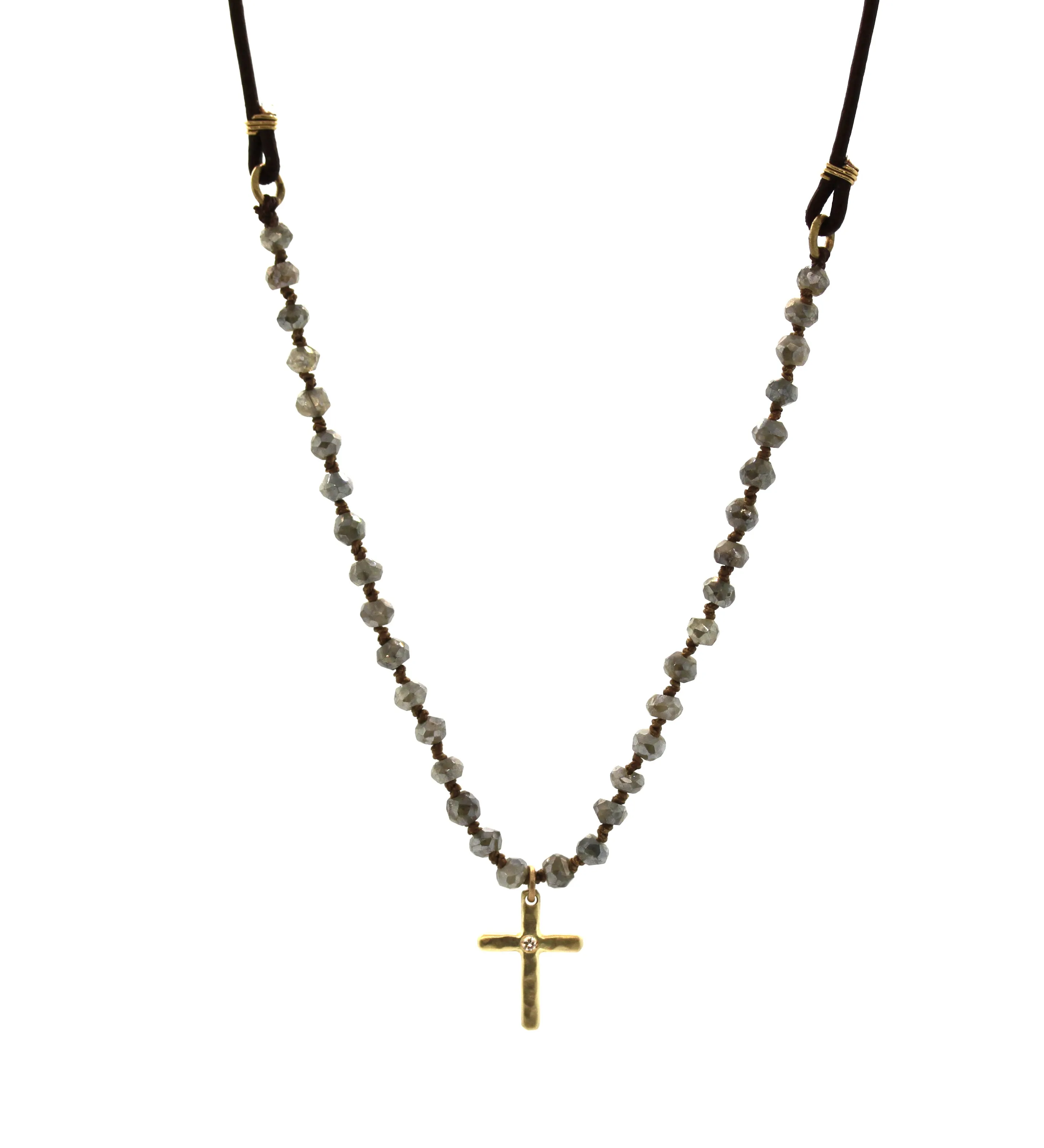 Gold Cross & Lab Bohemian Necklace