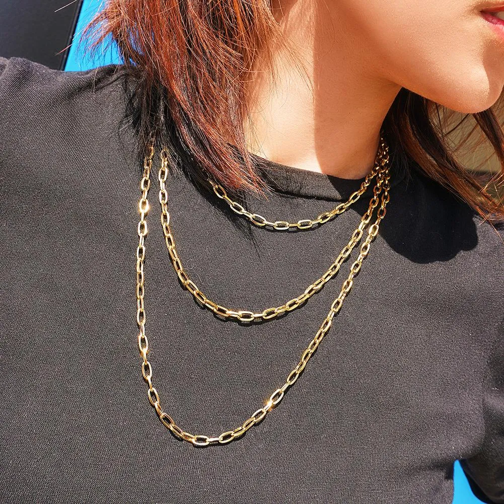 Gold Plated Stainless Steel Chain Necklace - Hypoallergenic & Non-Tarnishing