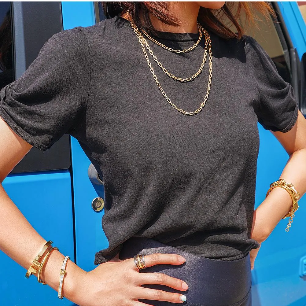 Gold Plated Stainless Steel Chain Necklace - Hypoallergenic & Non-Tarnishing