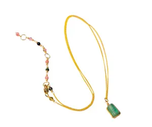 Green Tourmaline Crystal Pendant Necklace