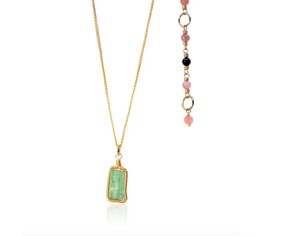 Green Tourmaline Crystal Pendant Necklace