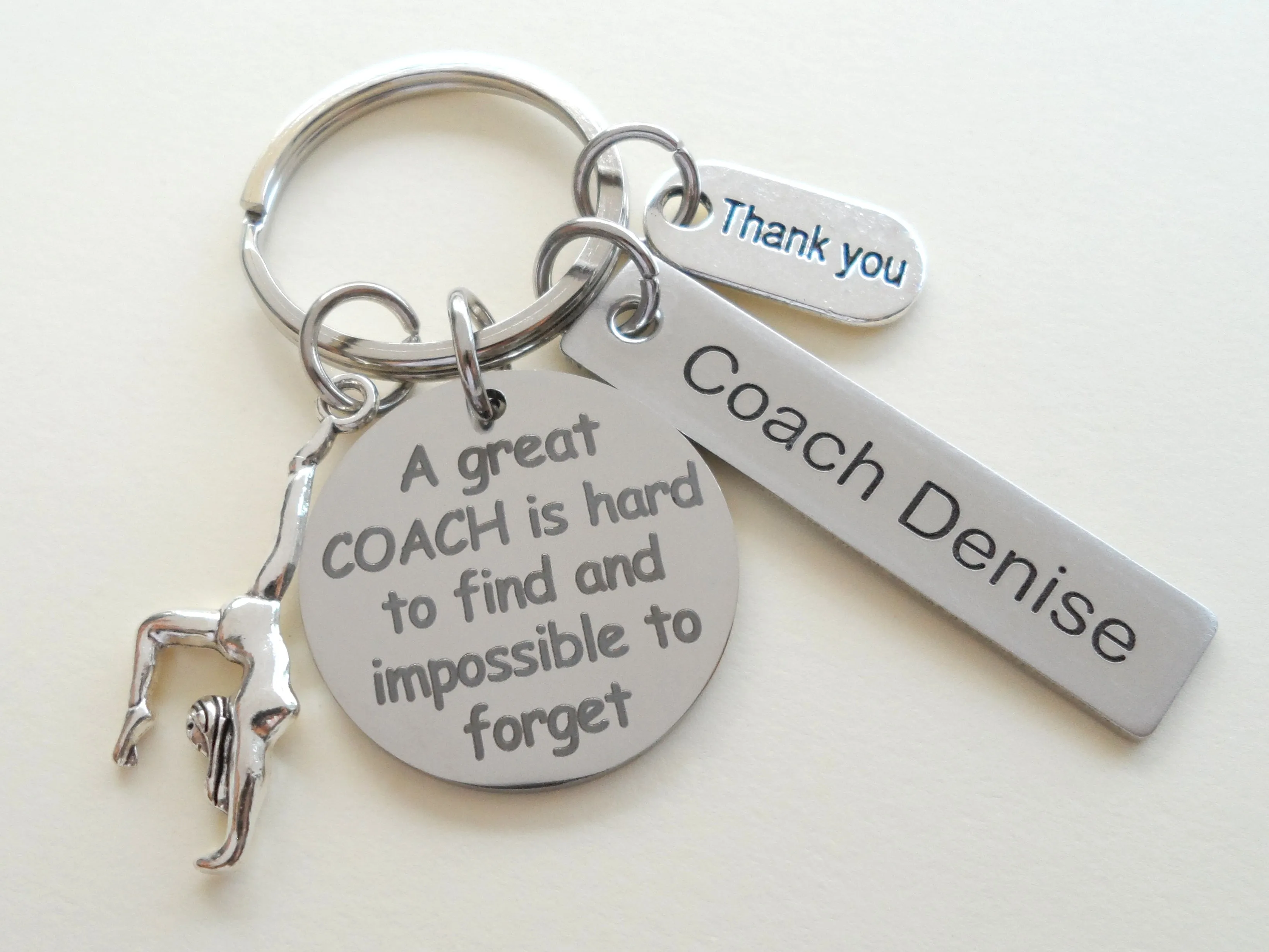 Gymnastic Coach Appreciation Gift • Engraved "A Great Coach is Impossible to Forget" Keychain | Jewelry Everyday