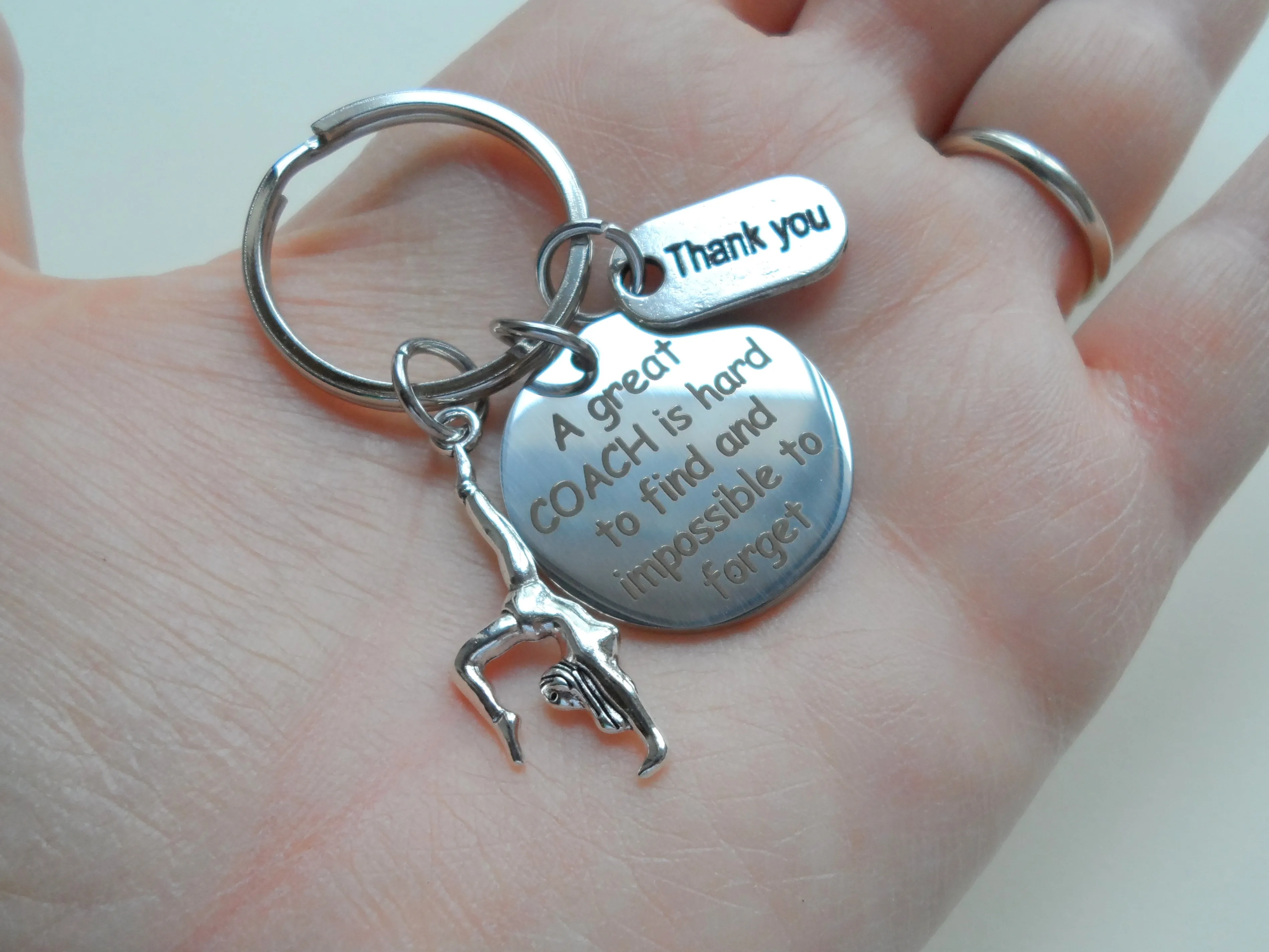 Gymnastic Coach Appreciation Gift • Engraved "A Great Coach is Impossible to Forget" Keychain | Jewelry Everyday