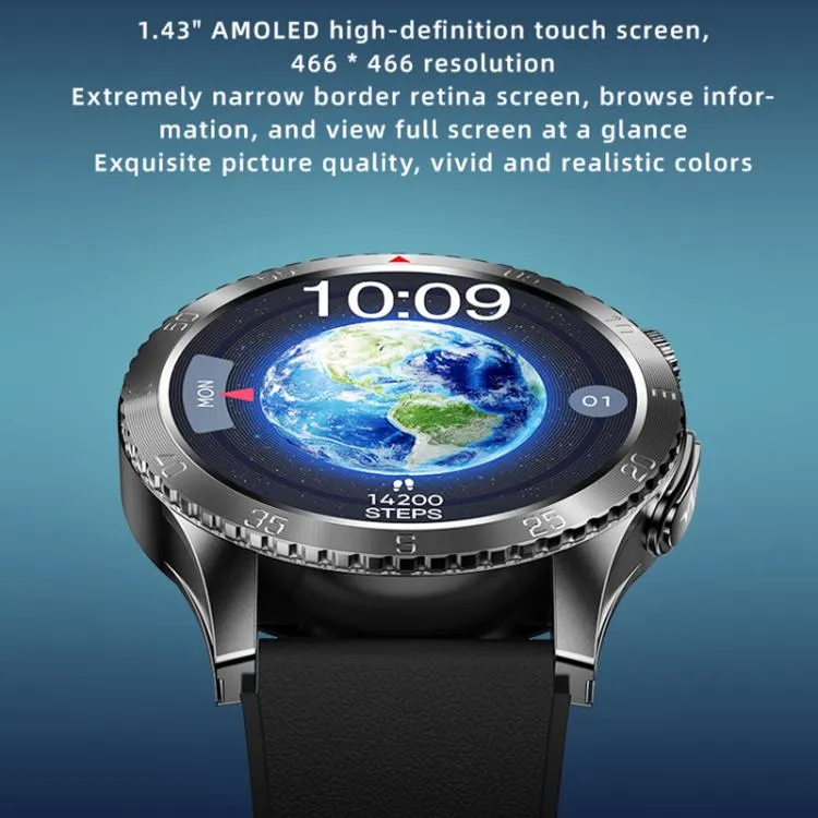 H9 1.43 inch Leather Strap ECG Smart Watch Supports Bluetooth Calls/Smart Voice Assistant(Brown)