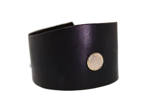 Handmade Leather & Diamond Cuff Bracelet