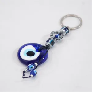 Handmade Navy Glass Evil Eye Keychain: Protective and Style